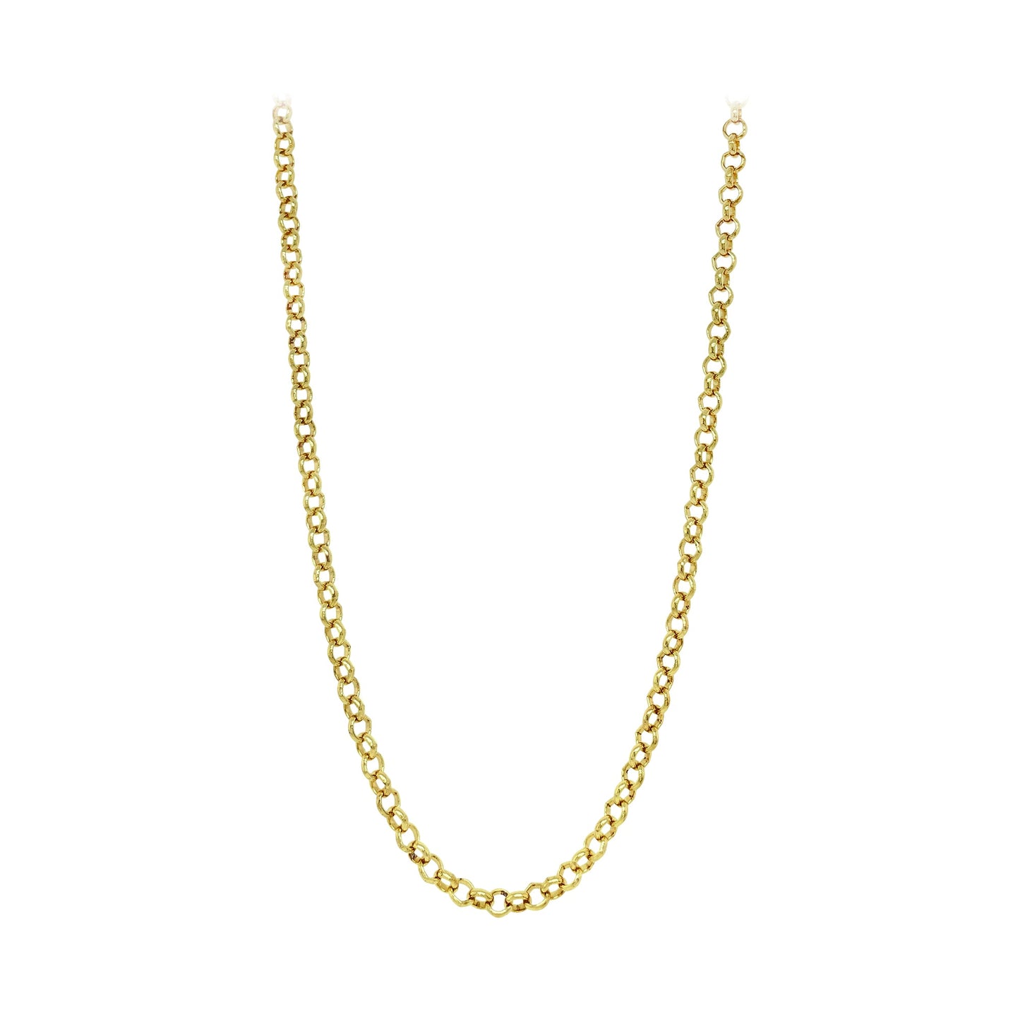 Franco Stellari Italian Sterling Silver Yellow Gold 3.0mm Rollo Link Chain