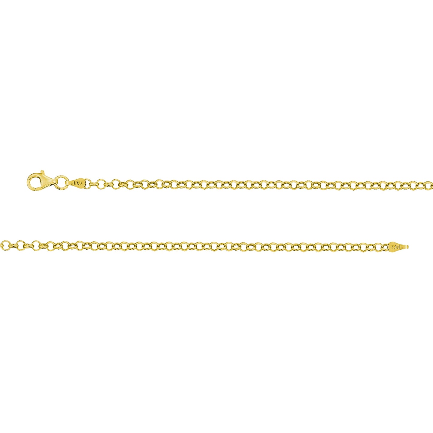 Franco Stellari Italian Sterling Silver Yellow Gold 4.2mm Rollo Link Chain