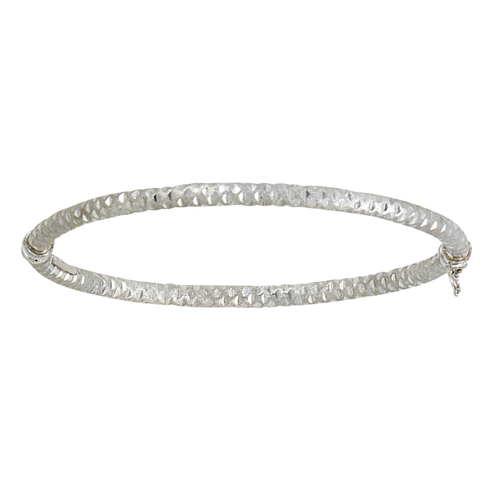 Franco Stellari Italian Sterling Silver Diamond Cut Round Tube Bangle Bracelet