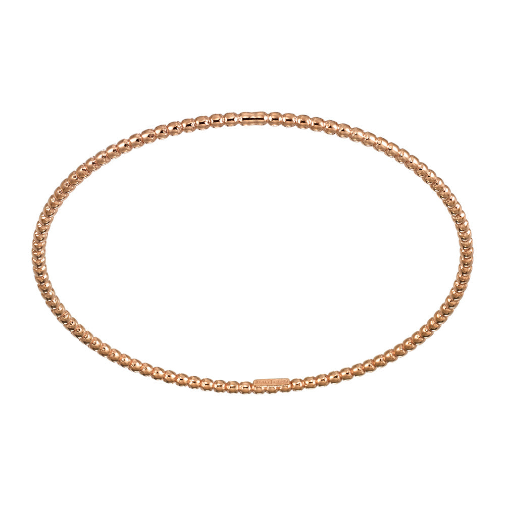 Franco Stellari Italian Sterling Silver Beaded Rose Gold Plated Stackable Bangle Bracelet
