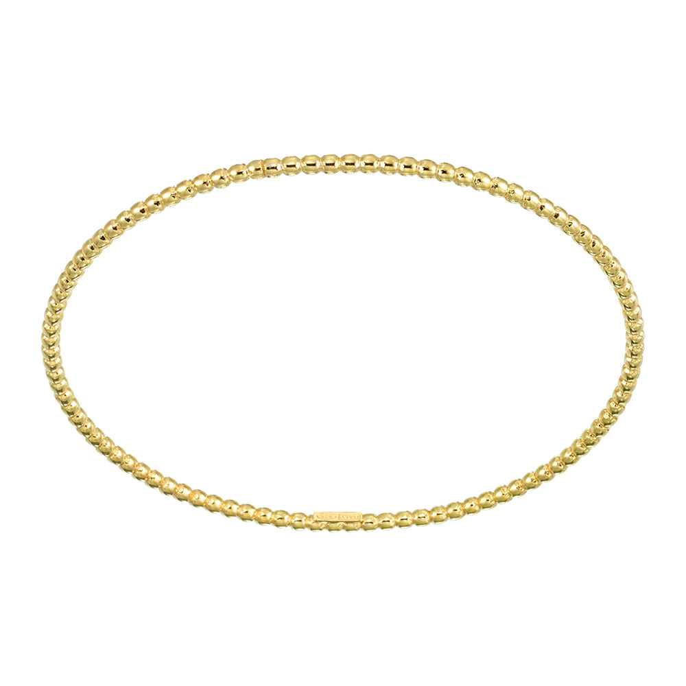 Franco Stellari Italian Sterling Silver Beaded Yellow Gold Plated Stackable Bangle Bracelet