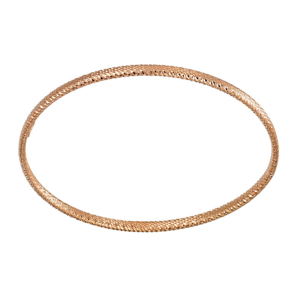 Franco Stellari Italian Sterling Silver Diamond Cut Rose Gold Plated Wide Stackable Bangle Bracelet
