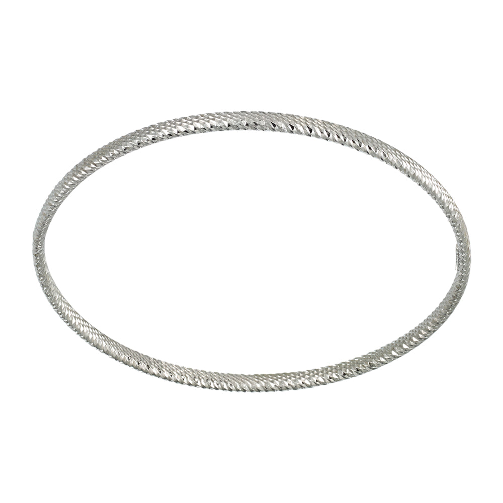 Franco Stellari Italian Sterling Silver Diamond Cut Wide Stackable Bangle Bracelet