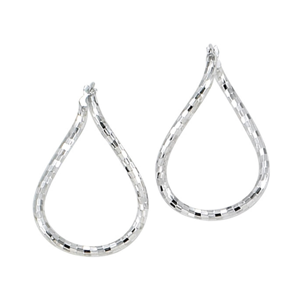 Franco Stellari Italian Sterling Silver Faceted Disco Twist Hoop Earrings