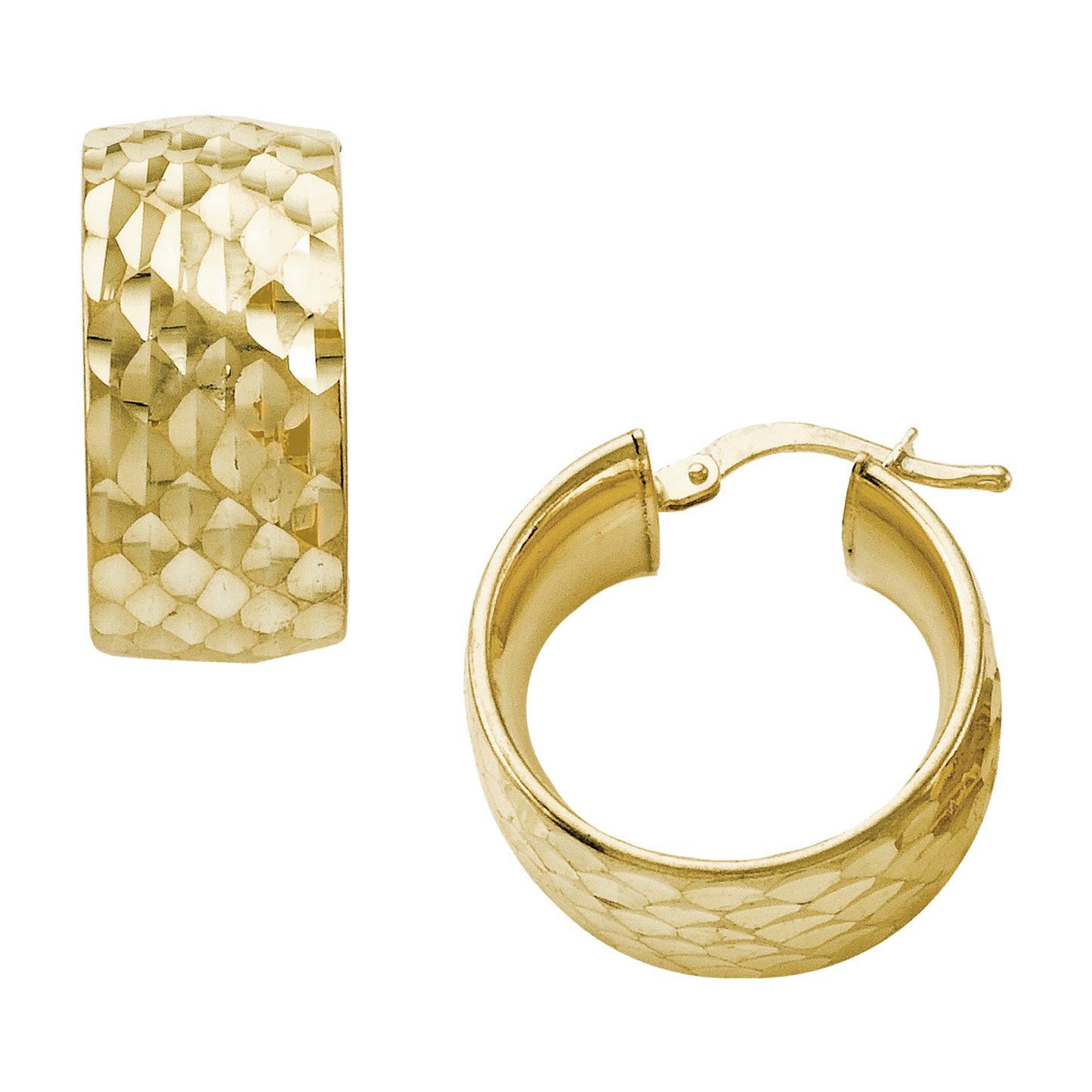 Stellari Gold Diamond-Cut Wide Hoops, 20mm