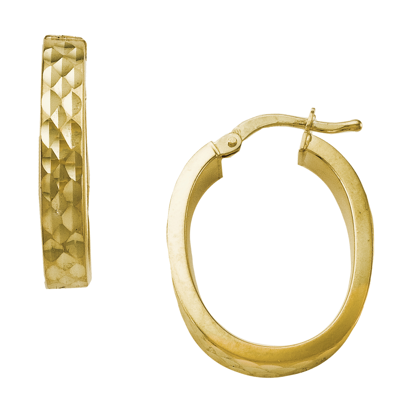Stellari Gold Diamond-Cut Small Oval Hoops