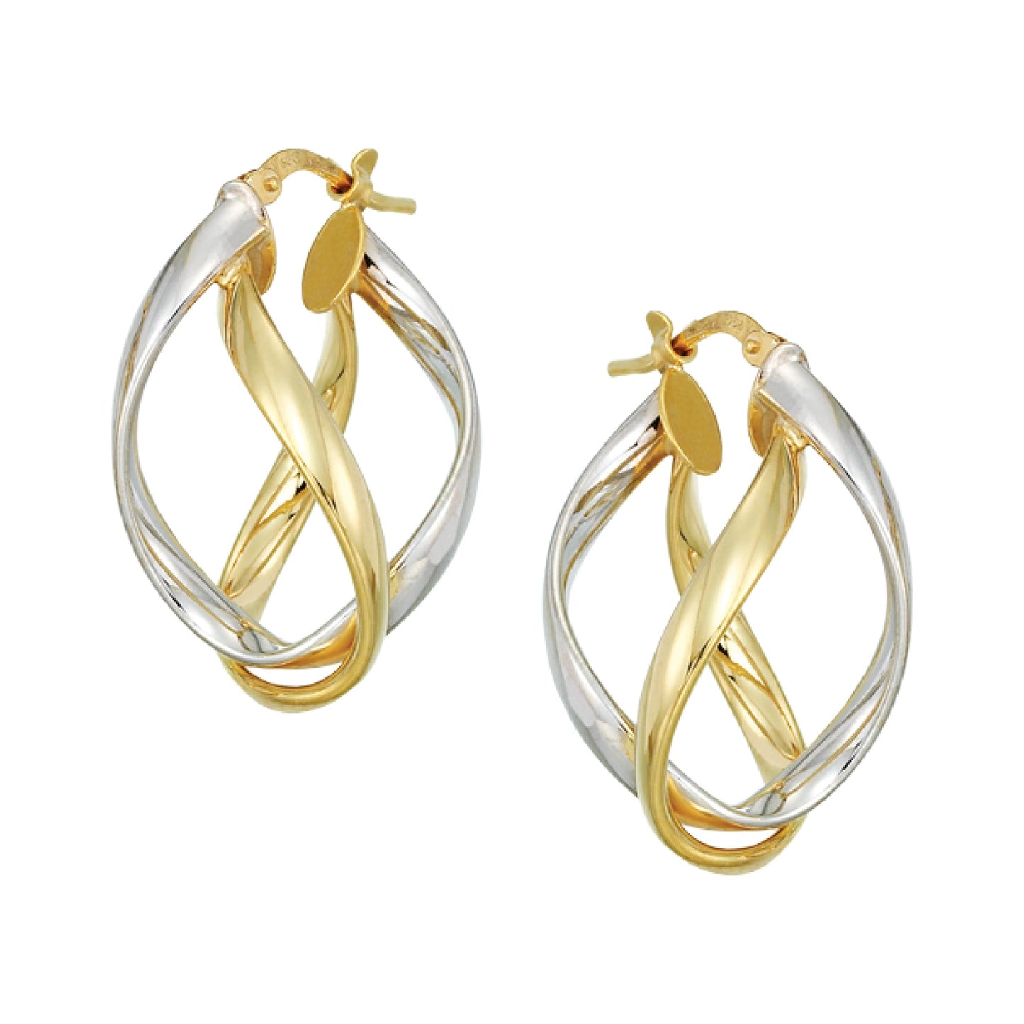 Franco Stellari Italian Sterling Silver 2-Tone Infinity Twist Earrings