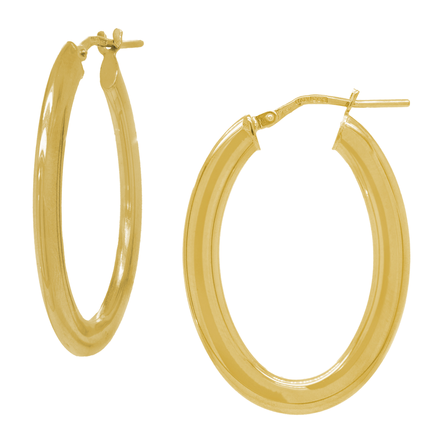 Stellari Gold Flattened Oval Hoops