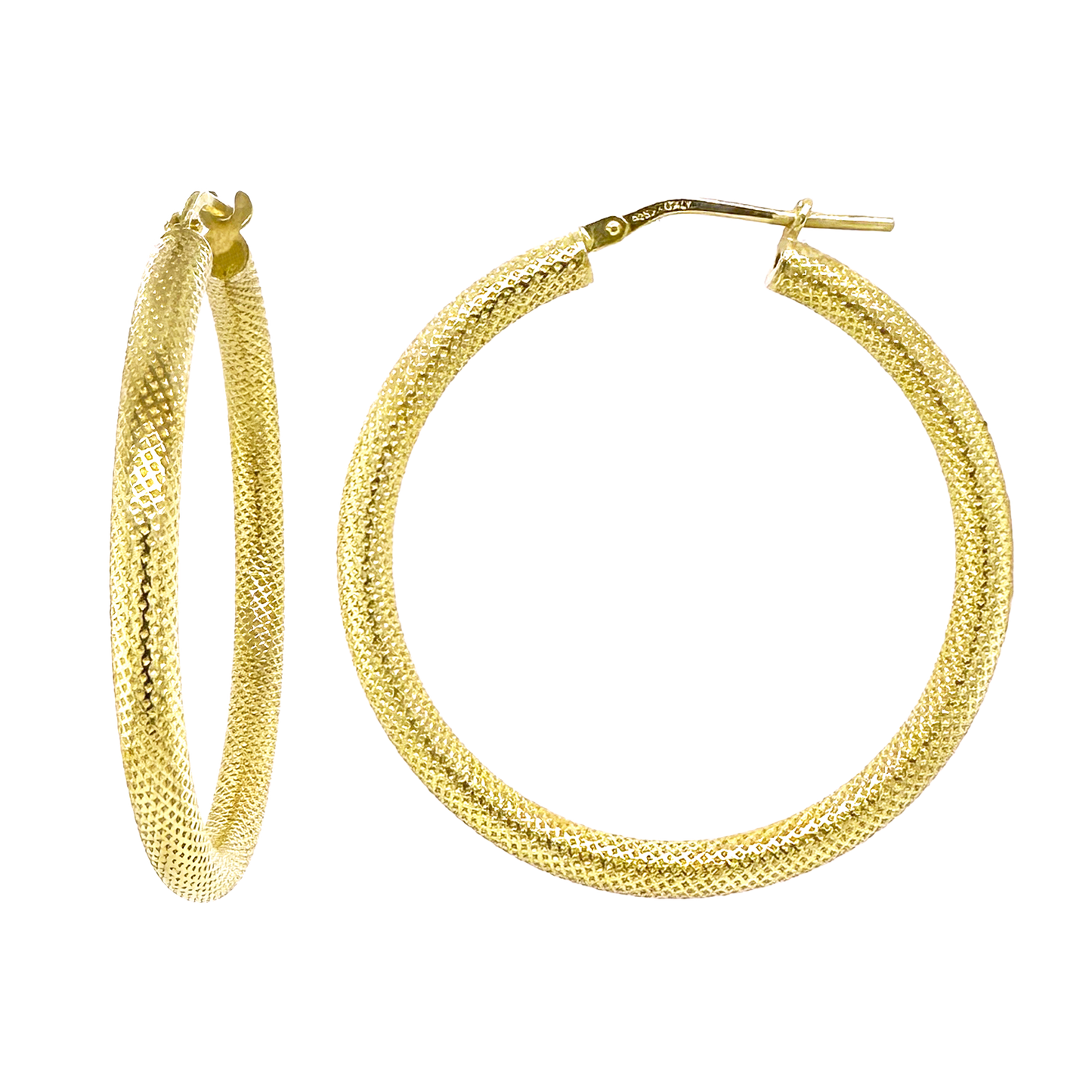 Stellari Gold 35mm Woven Texture Hoop Earrings