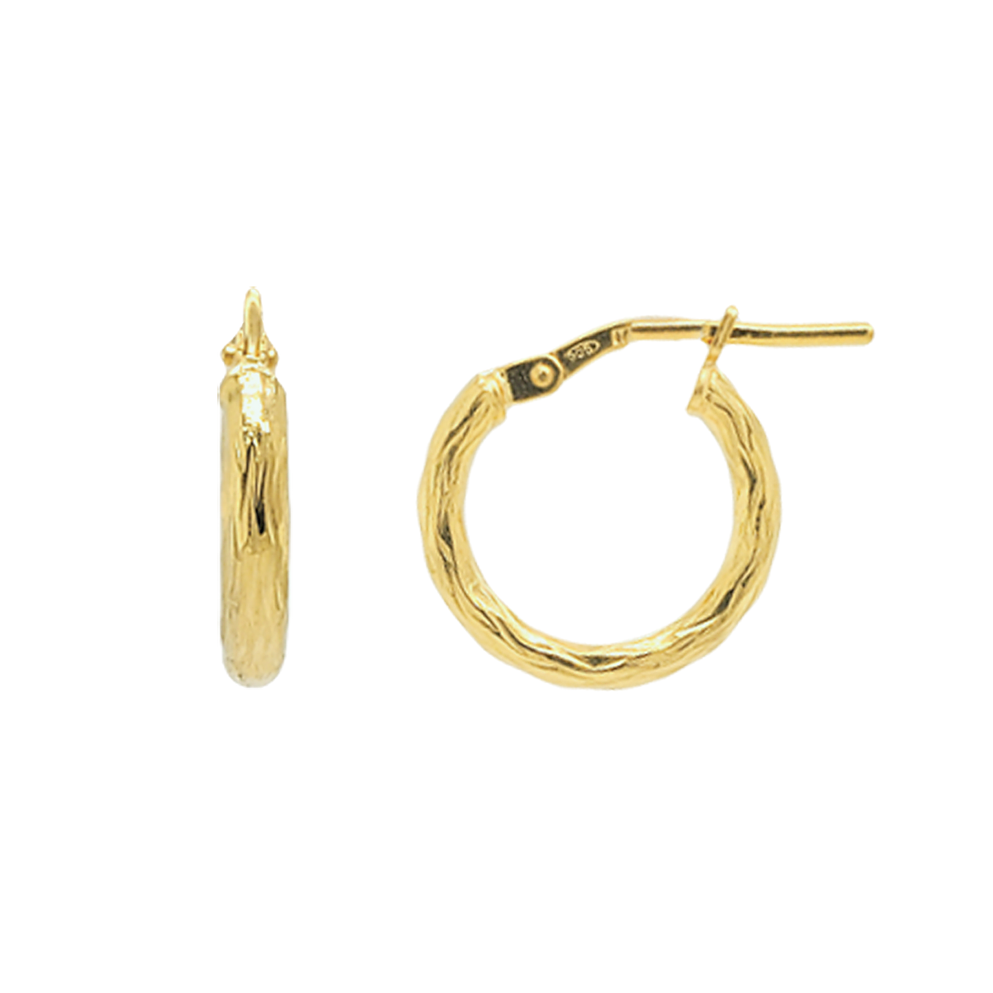 Stellari Gold 15mm Wave Texture Hoop Earrings