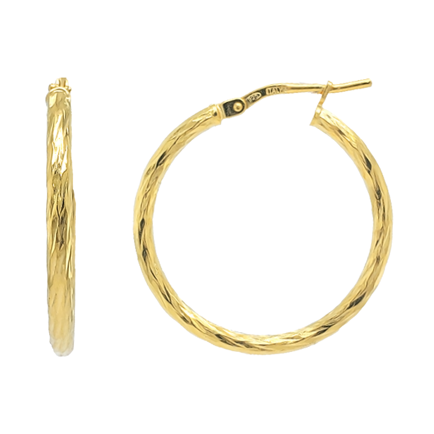 Stellari Gold 25mm Wave Texture Hoop Earrings