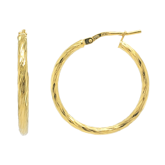 Stellari Gold 25mm Wave Texture Hoop Earrings