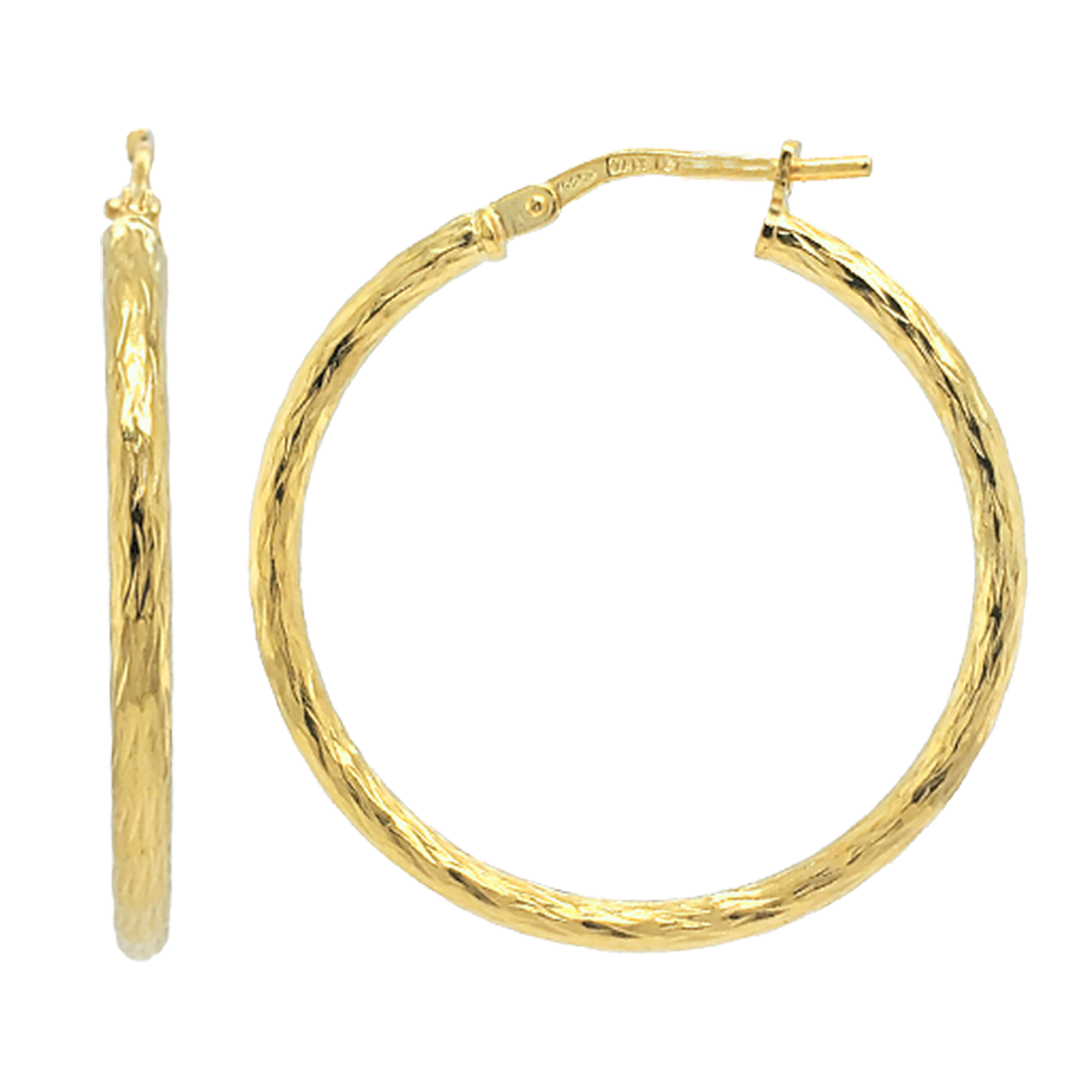 Stellari Gold 30mm Wave Texture Hoop Earrings