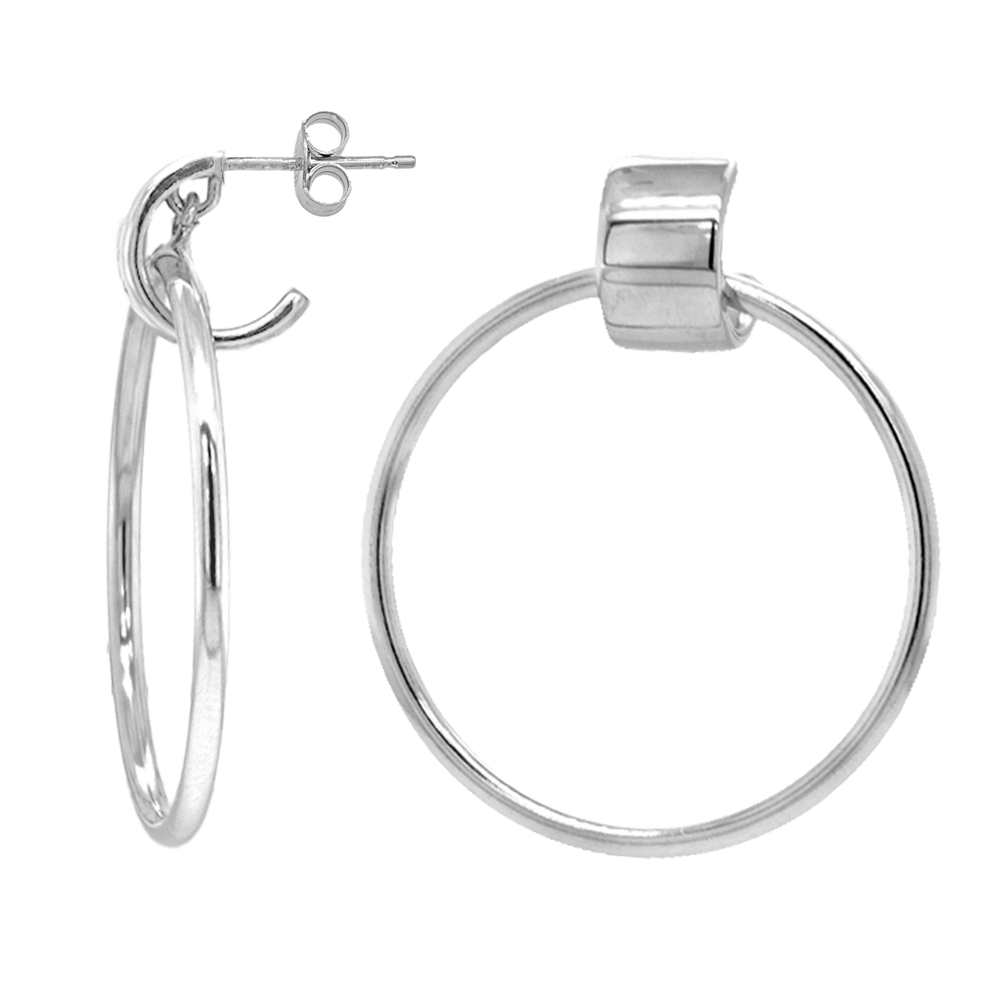 Franco Stellari Sterling Silver Doorknocker Post Earrings