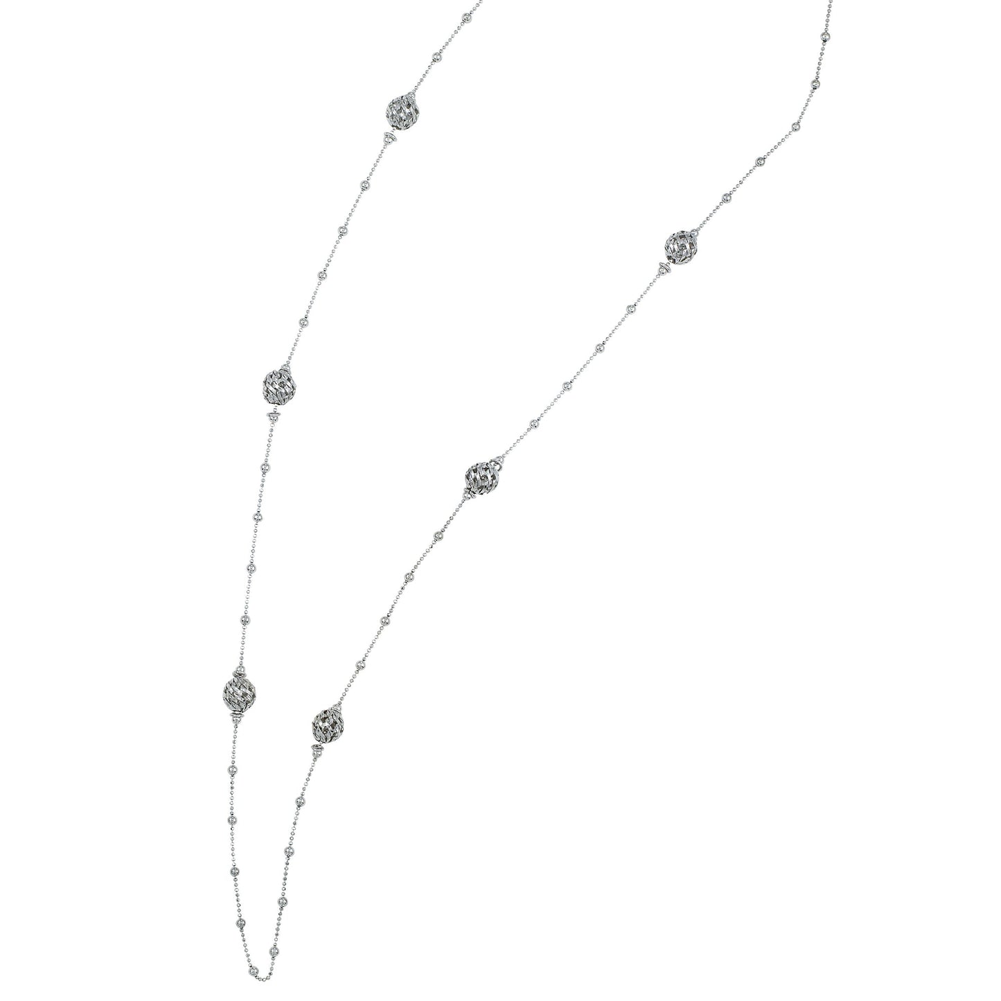 Franco Stellari Italian Sterling Silver Bead Stations Necklace