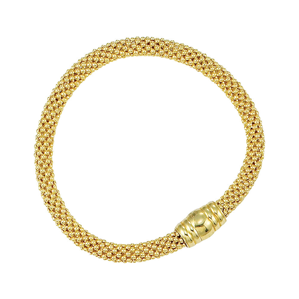 Franco Stellari Italian Sterling Silver Yellow Gold 6mm Popcorn Bracelet w/Magnetic Clasp, 7.5"