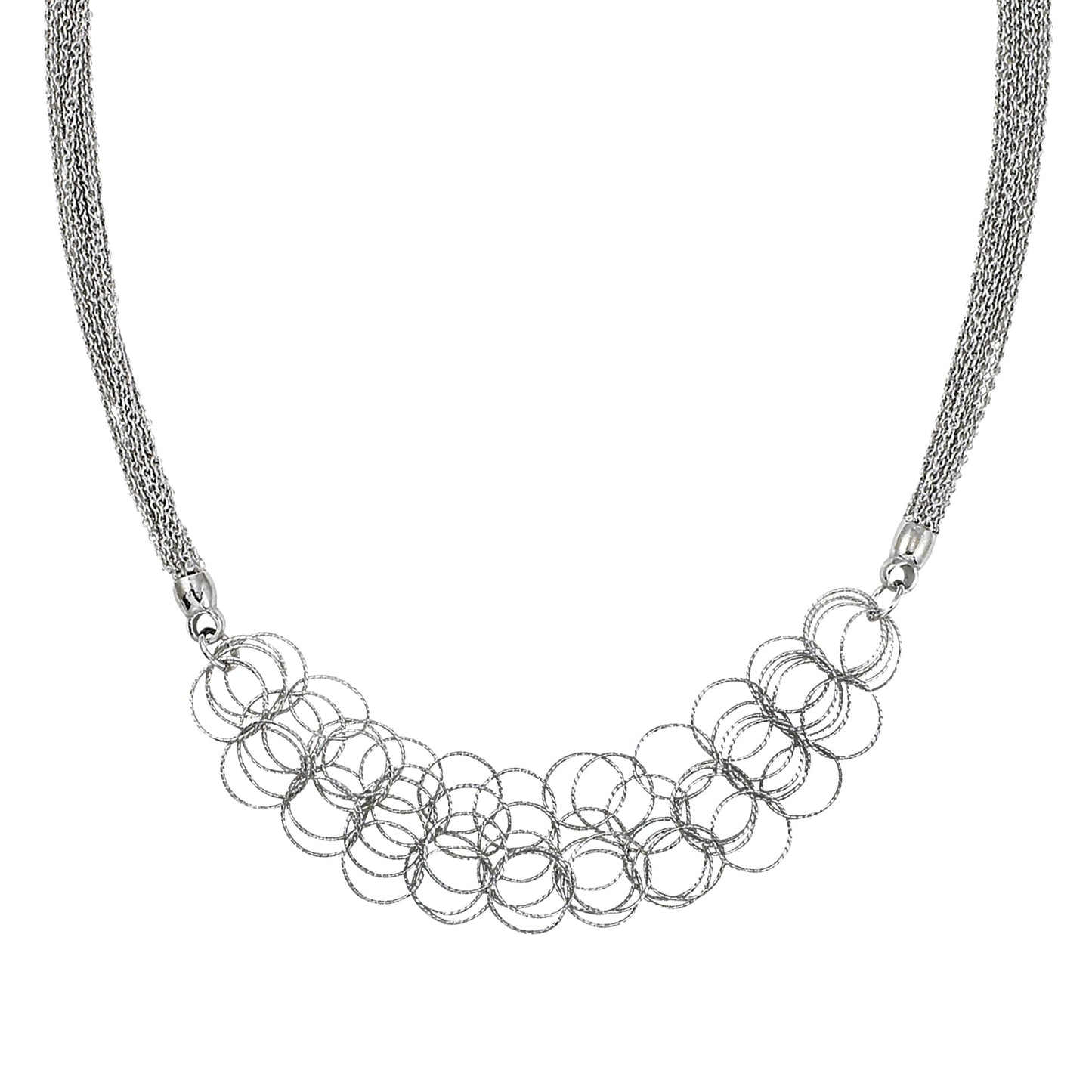 Franco Stellari Italian Sterling Silver Circle Links Multistrand Necklace, 20"