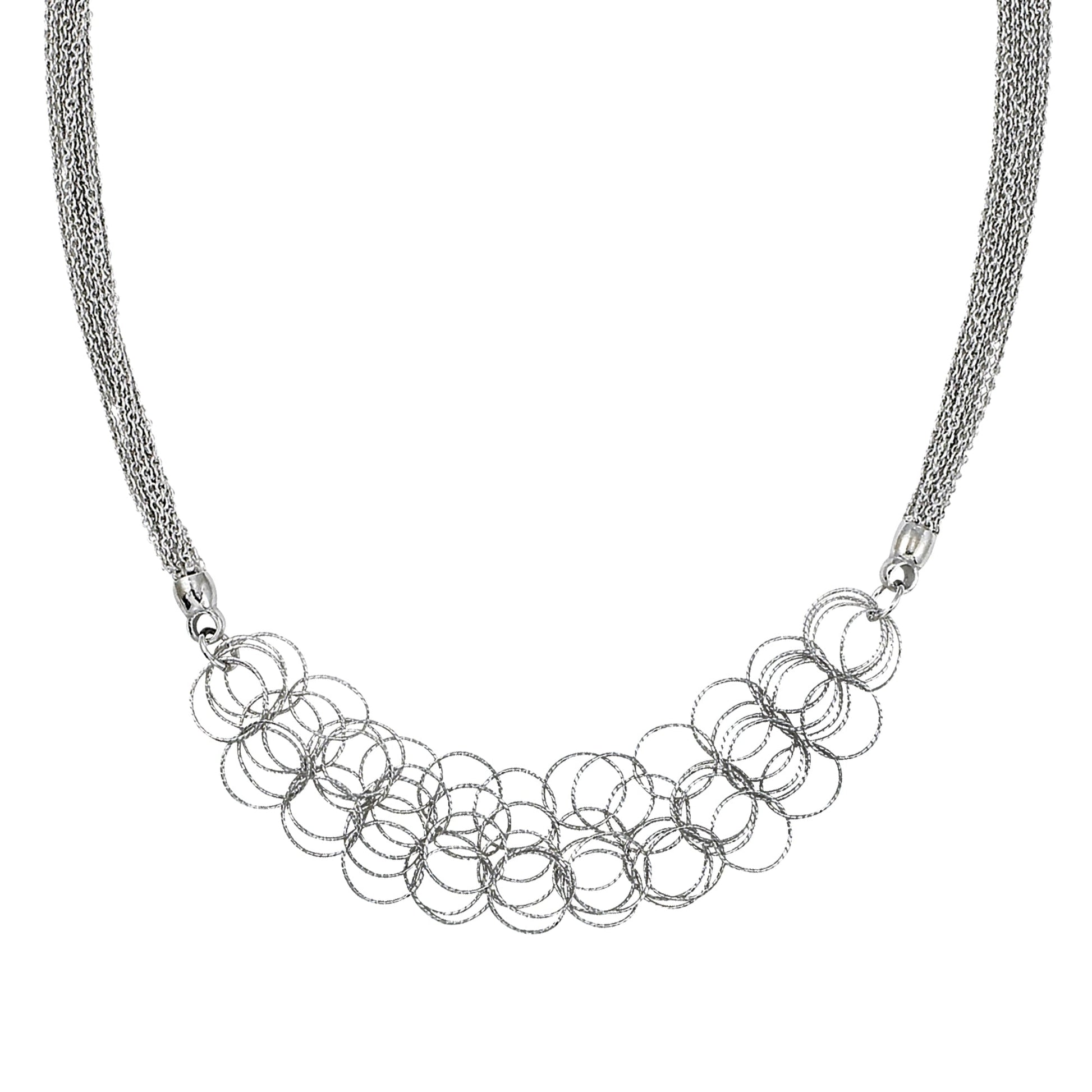 Franco Stellari Italian Sterling Silver Circle Links Multistrand Necklace, 20"