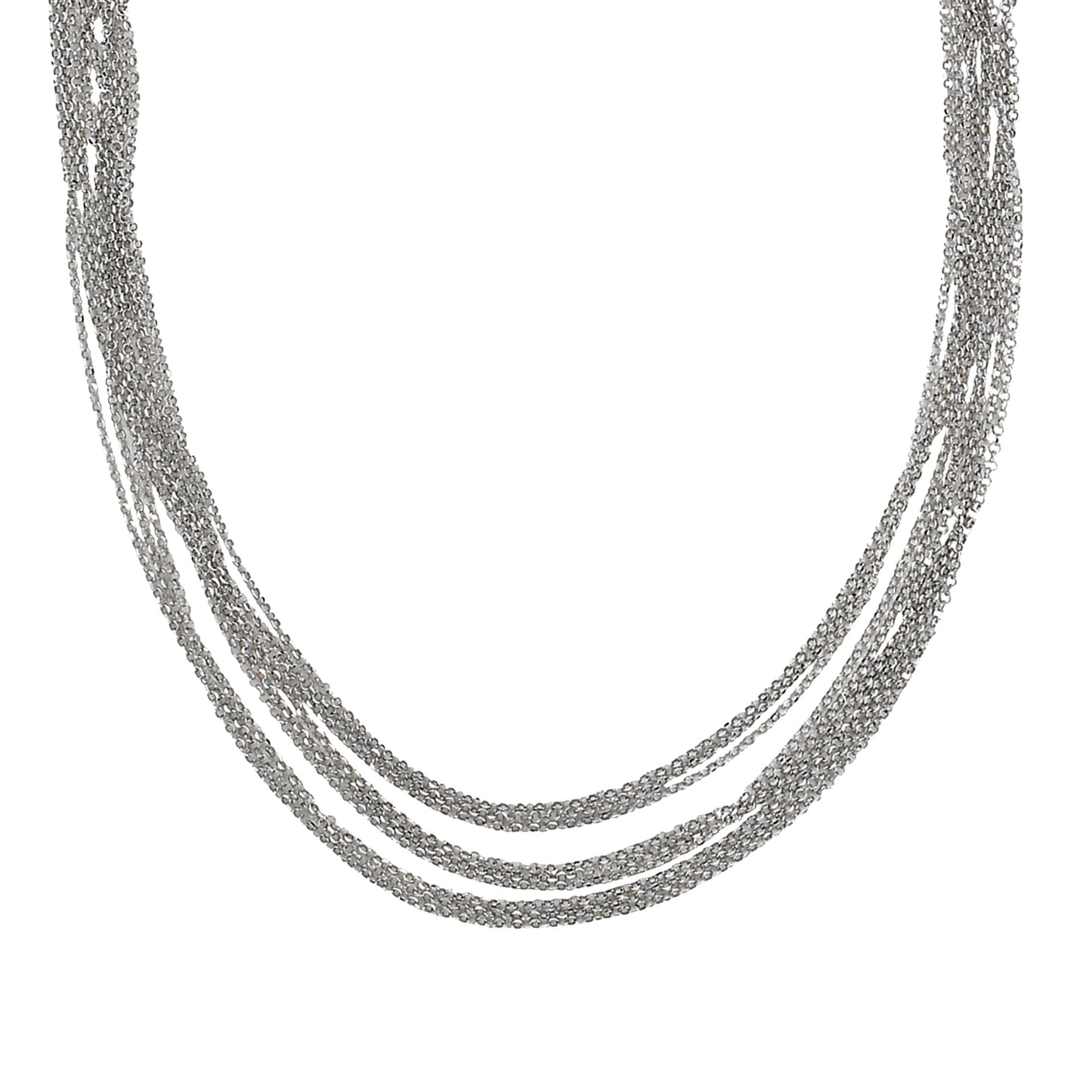 Franco Stellari Italian Sterling Silver Nine Strand Necklace, 17"