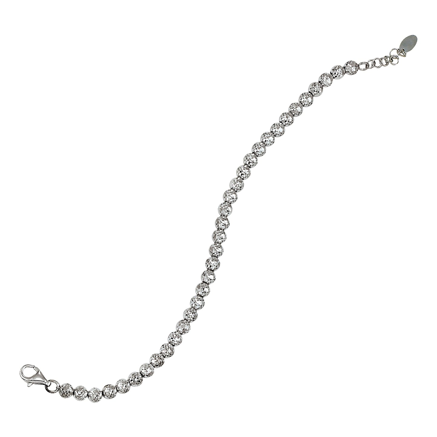 Franco Stellari Italian Sterling Silver Disco Ball Bead Bracelet, 7-8" Adj