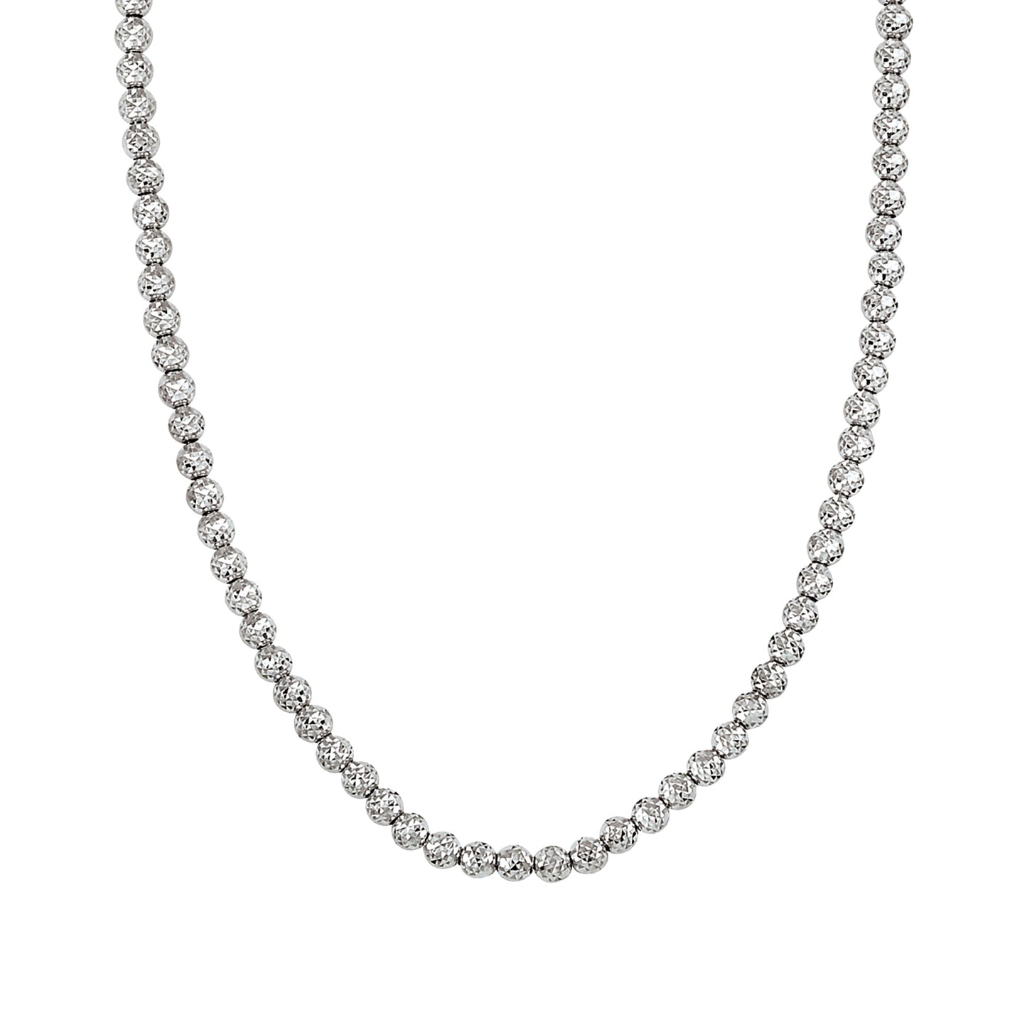 Franco Stellari Italian Sterling Silver Disco Ball Bead Necklace, 16-18" Adj