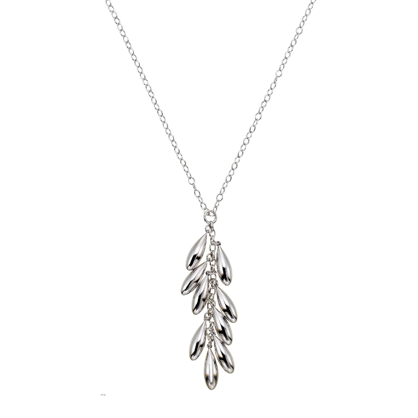 Franco Stellari Italian Sterling Silver Teardrop Cluster Necklace 18"