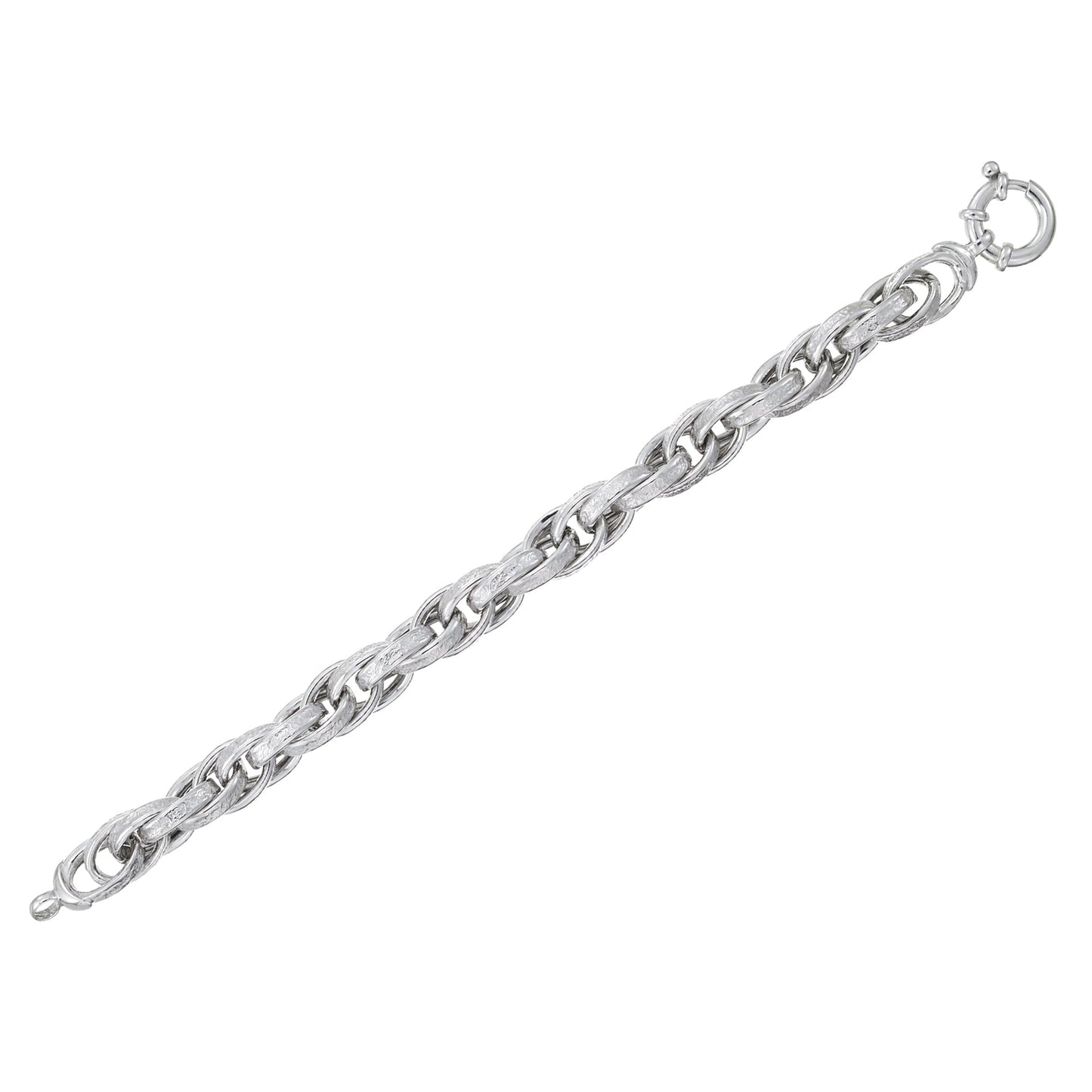 Franco Stellari Italian Sterling Silver Textured Chunky Rope Bracelet, 7.5"