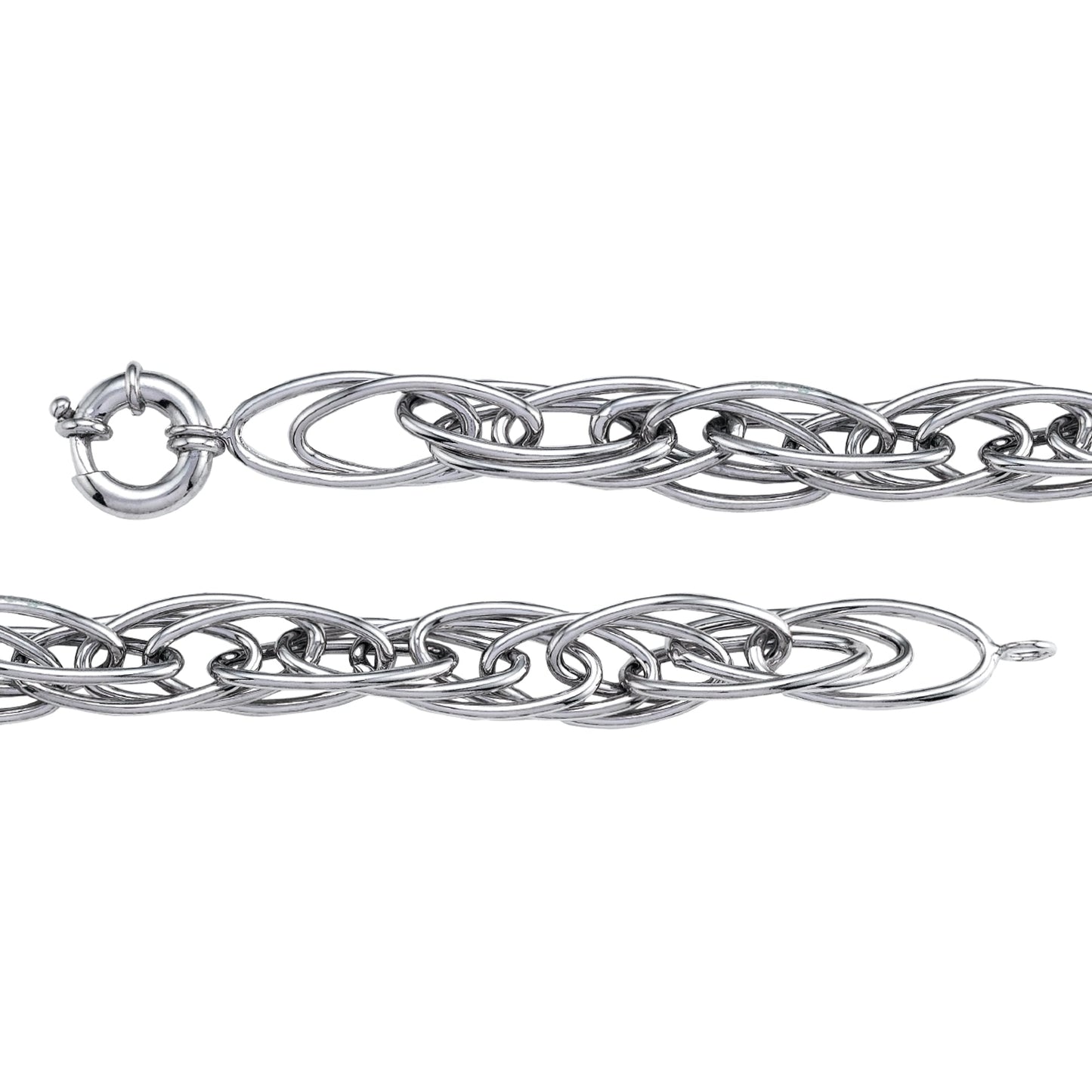 Franco Stellari Italian Sterling Silver Open Link Chunky Rope Bracelet, 7.5"