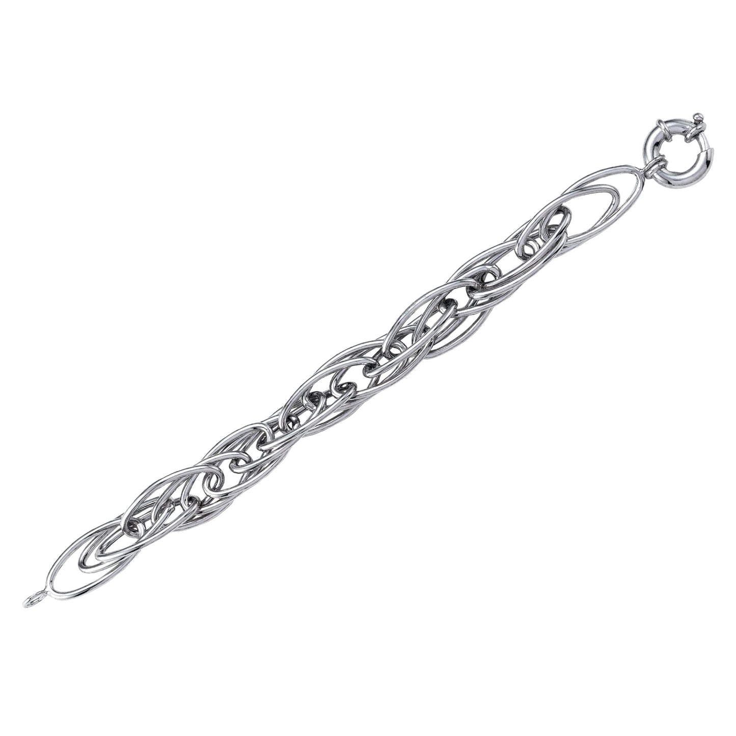 Franco Stellari Italian Sterling Silver Open Link Chunky Rope Bracelet, 7.5"