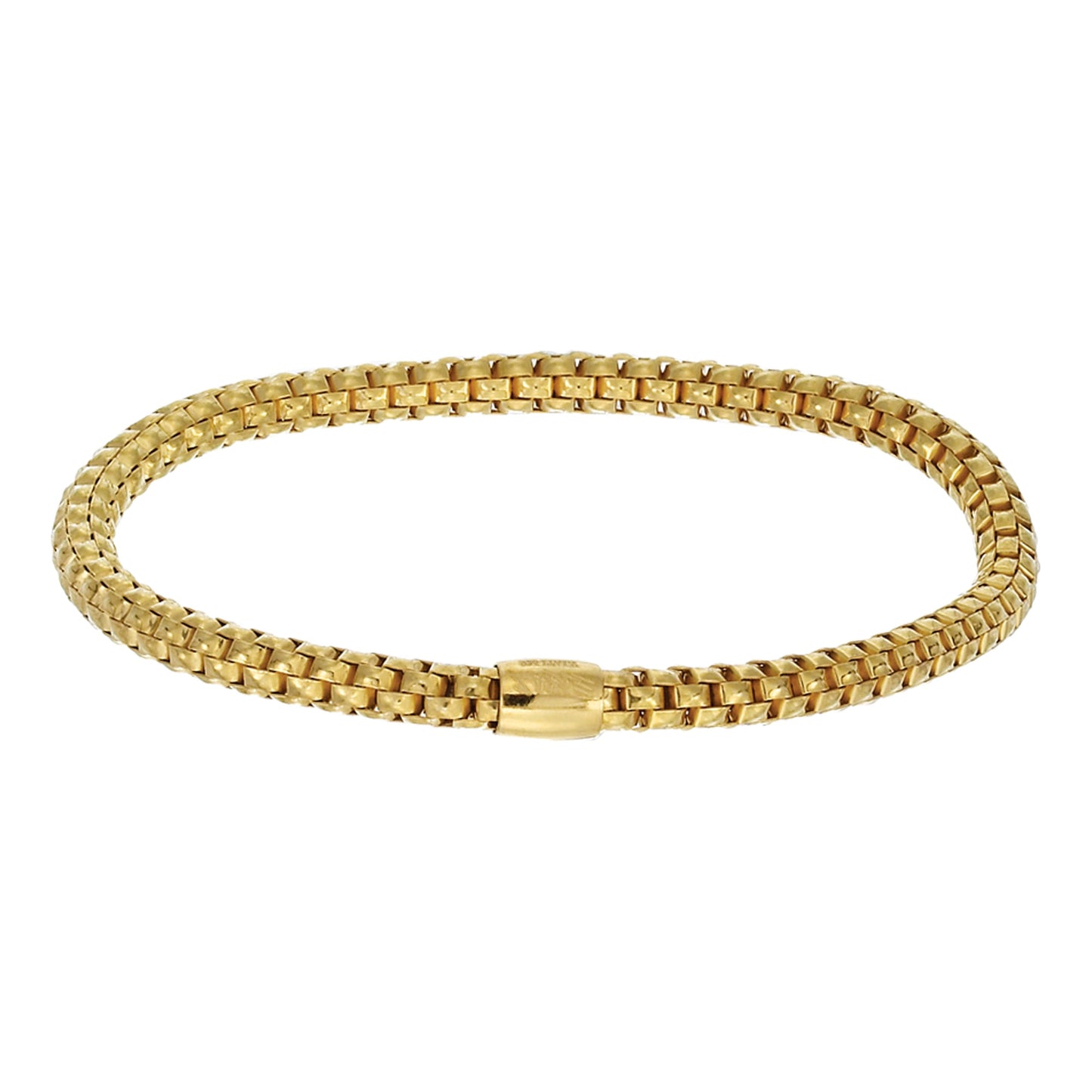 Franco Stellari Italian Sterling Silver Yellow Gold 4.5mm Woven Stretch Bracelet, 7.5"