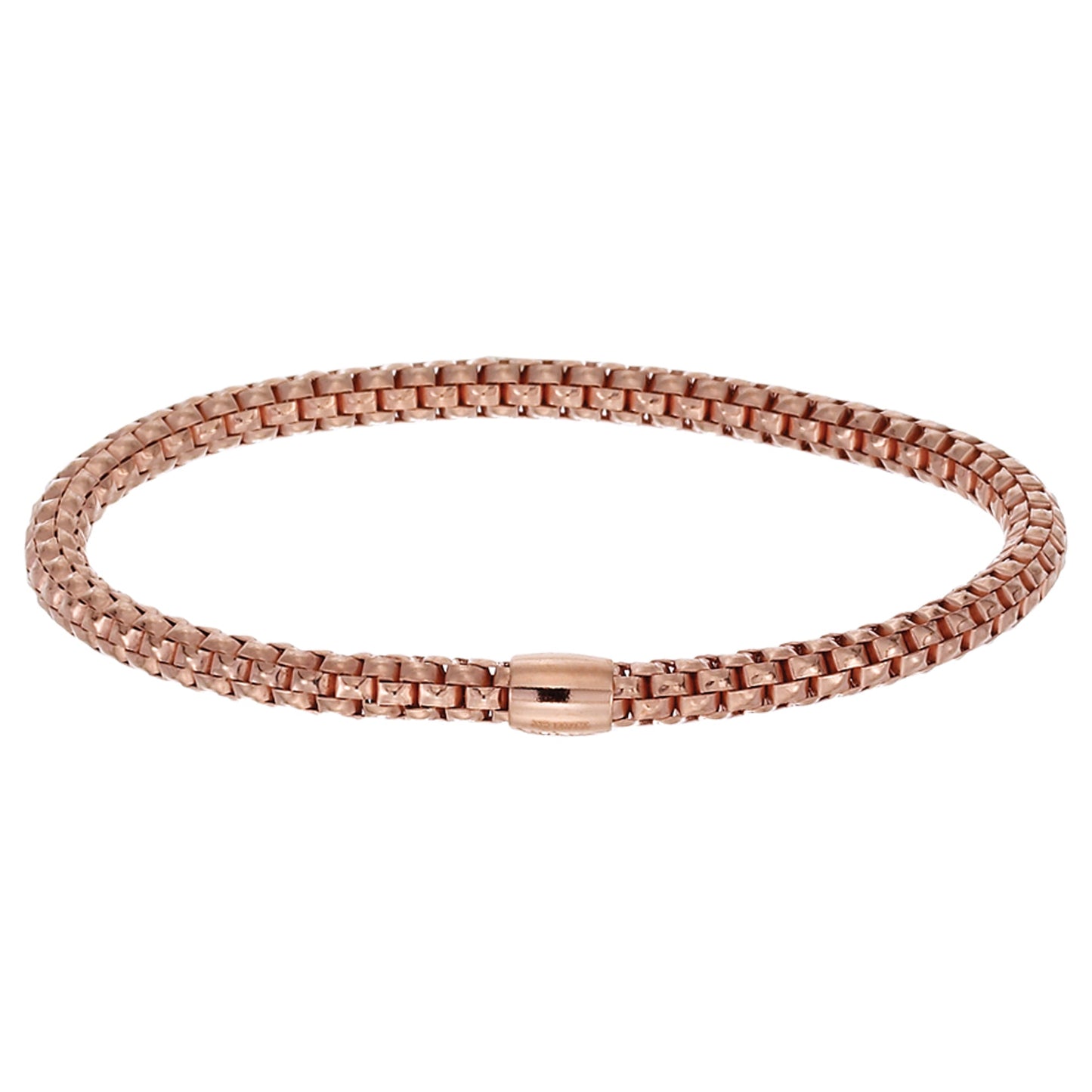 Franco Stellari Italian Sterling Silver Rose Gold 4.5mm Woven Stretch Bracelet, 7.5"