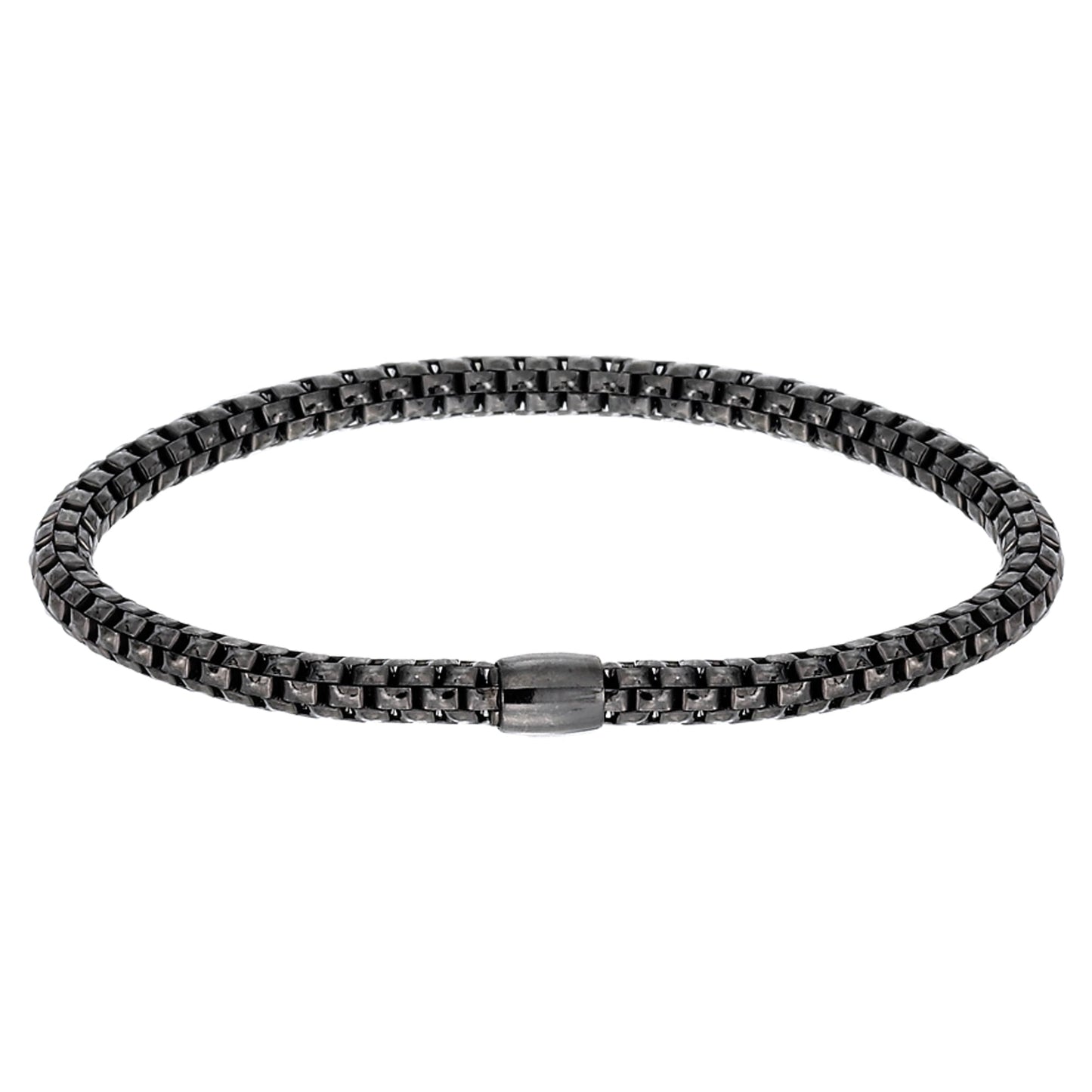Franco Stellari Italian Sterling Silver Black Rhodium 4.5mm Woven Stretch Bracelet, 7.5"