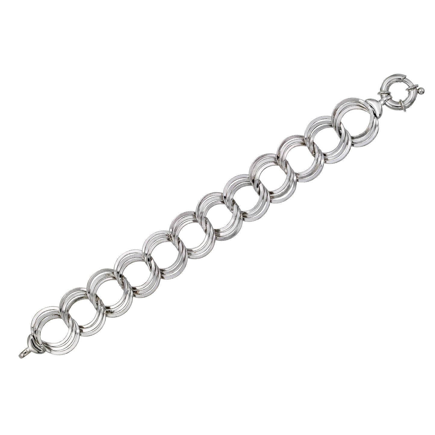 Franco Stellari Italian Sterling Silver Polished Triple Link Bracelet, 7.5"