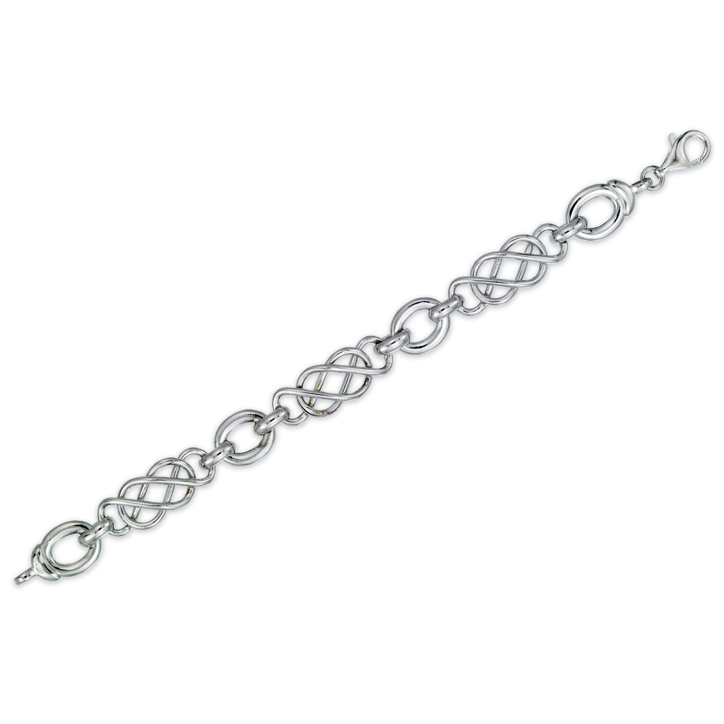 Franco Stellari Italian Sterling Silver Double Infinity Bracelet, 7.5"