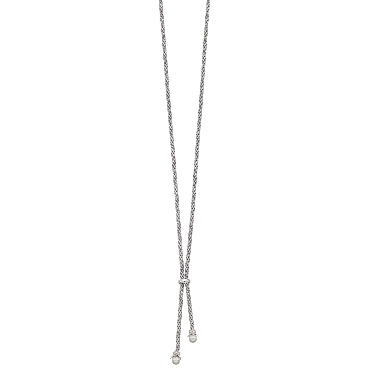 Franco Stellari Italian Sterling Silver Pearl Drop Lariat Necklace, 20"