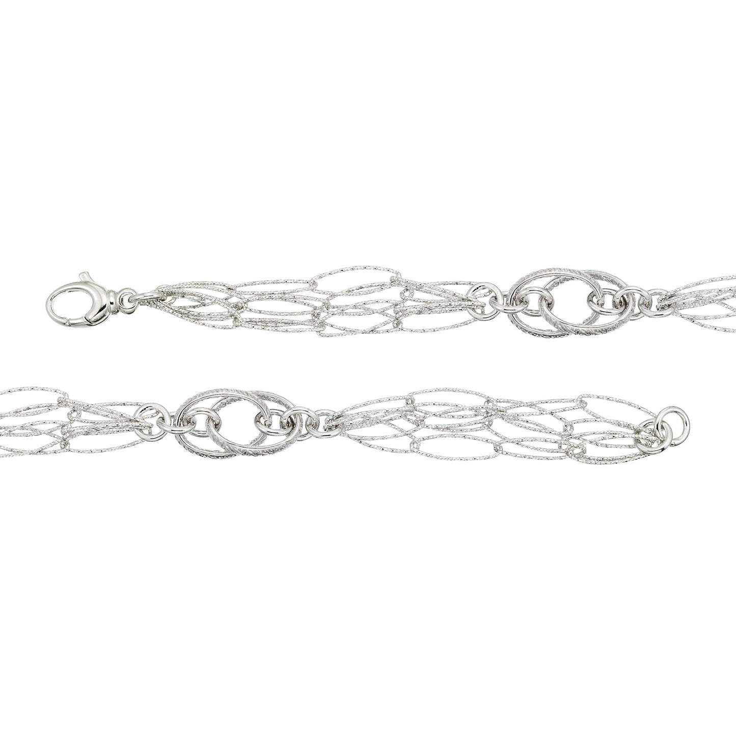 Franco Stellari Italian Sterling Silver Fancy Oval Link Bracelet, 7.5"
