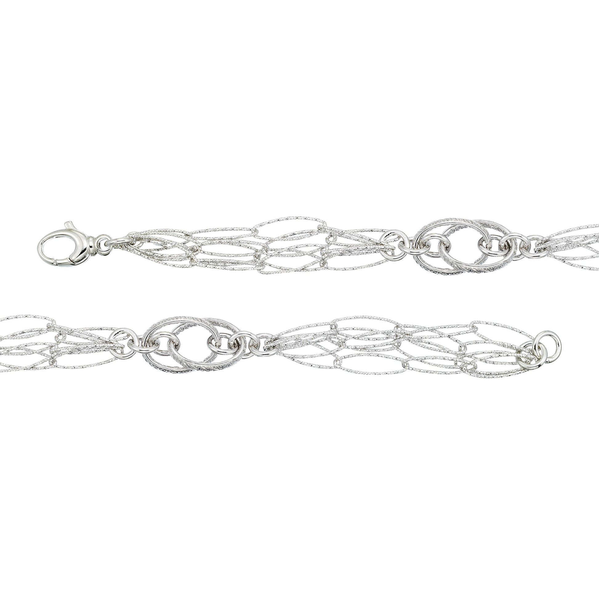 Franco Stellari Italian Sterling Silver Fancy Oval Link Bracelet, 7.5"