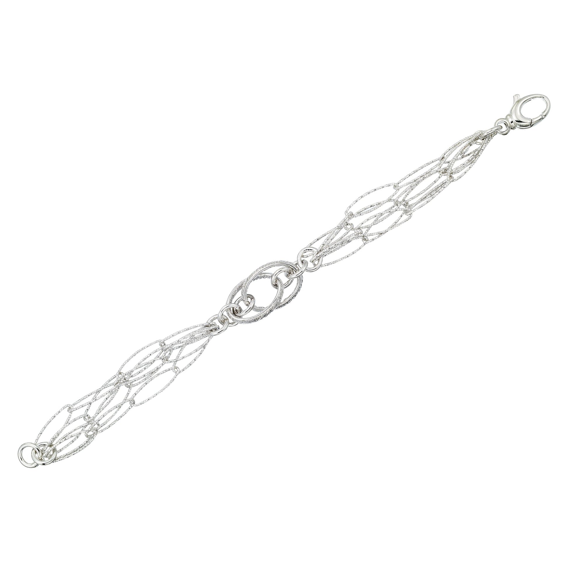 Franco Stellari Italian Sterling Silver Fancy Oval Link Bracelet, 7.5"