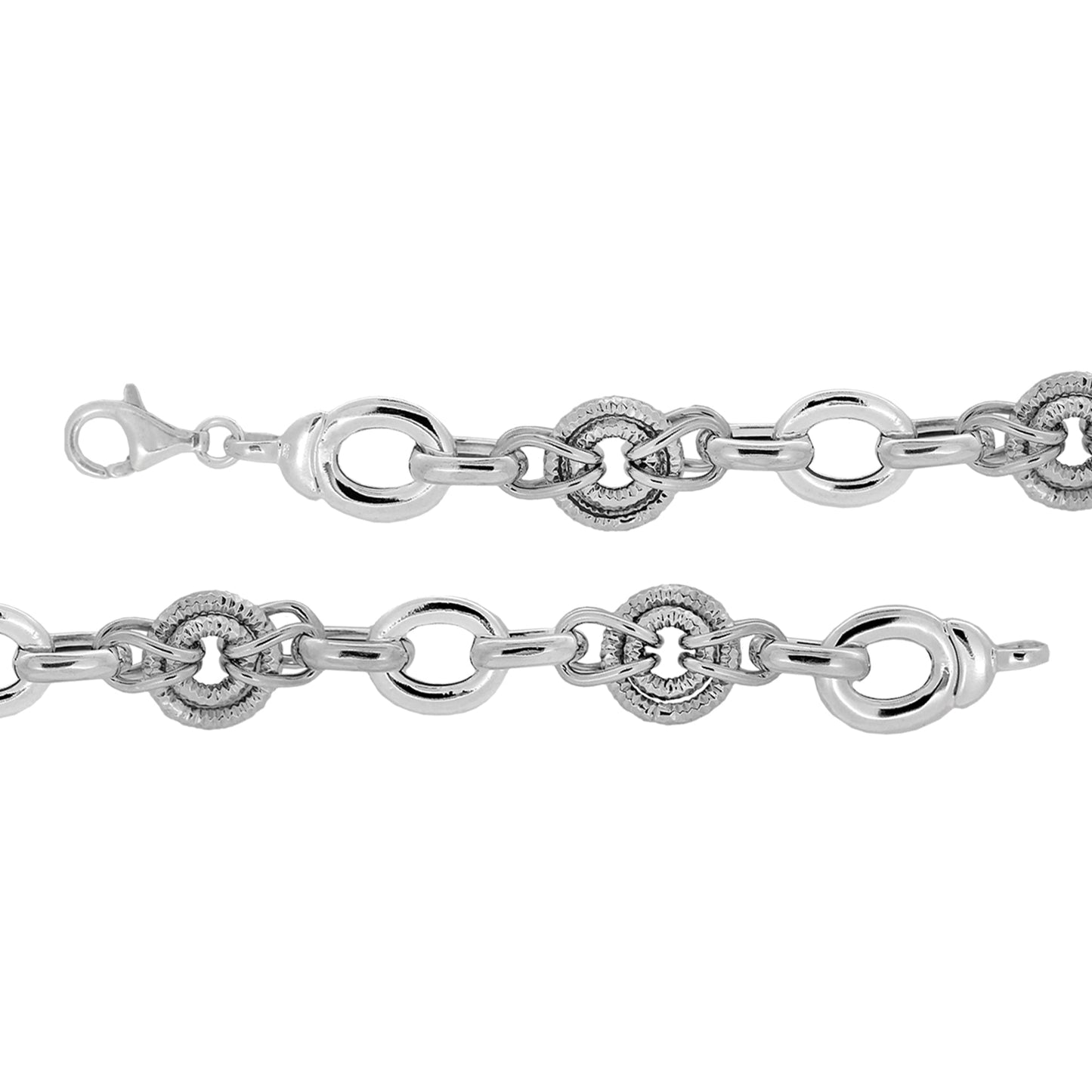 Franco Stellari Italian Sterling Silver Circle Links Bracelet, 8"