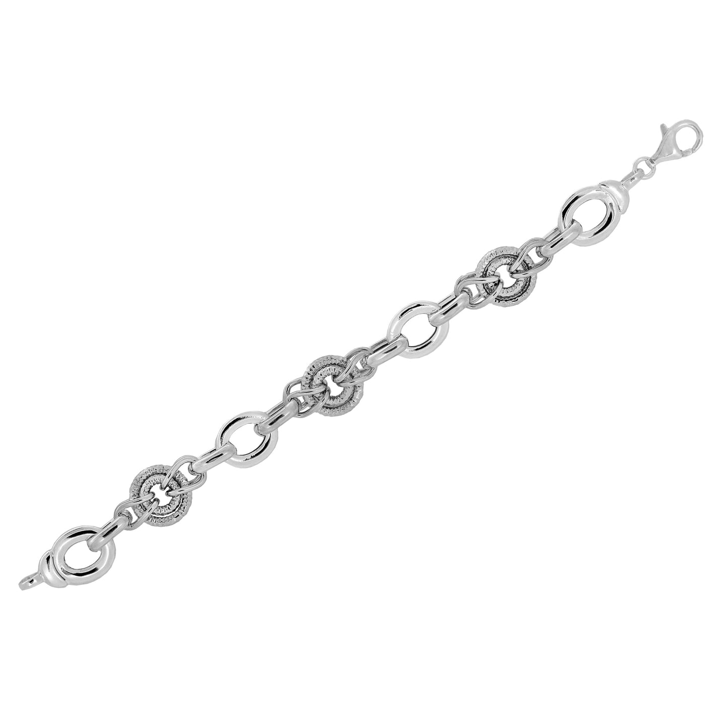 Franco Stellari Italian Sterling Silver Circle Links Bracelet, 8"