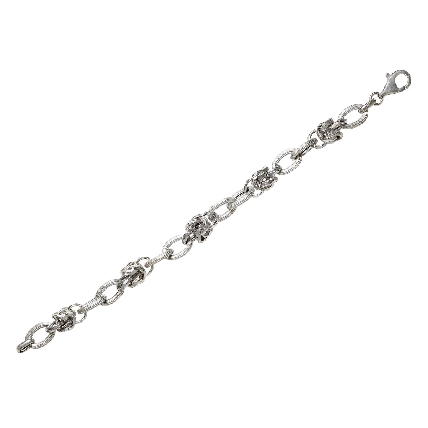 Franco Stellari Italian Sterling Silver Faceted Knots Link Bracelet, 7.5"