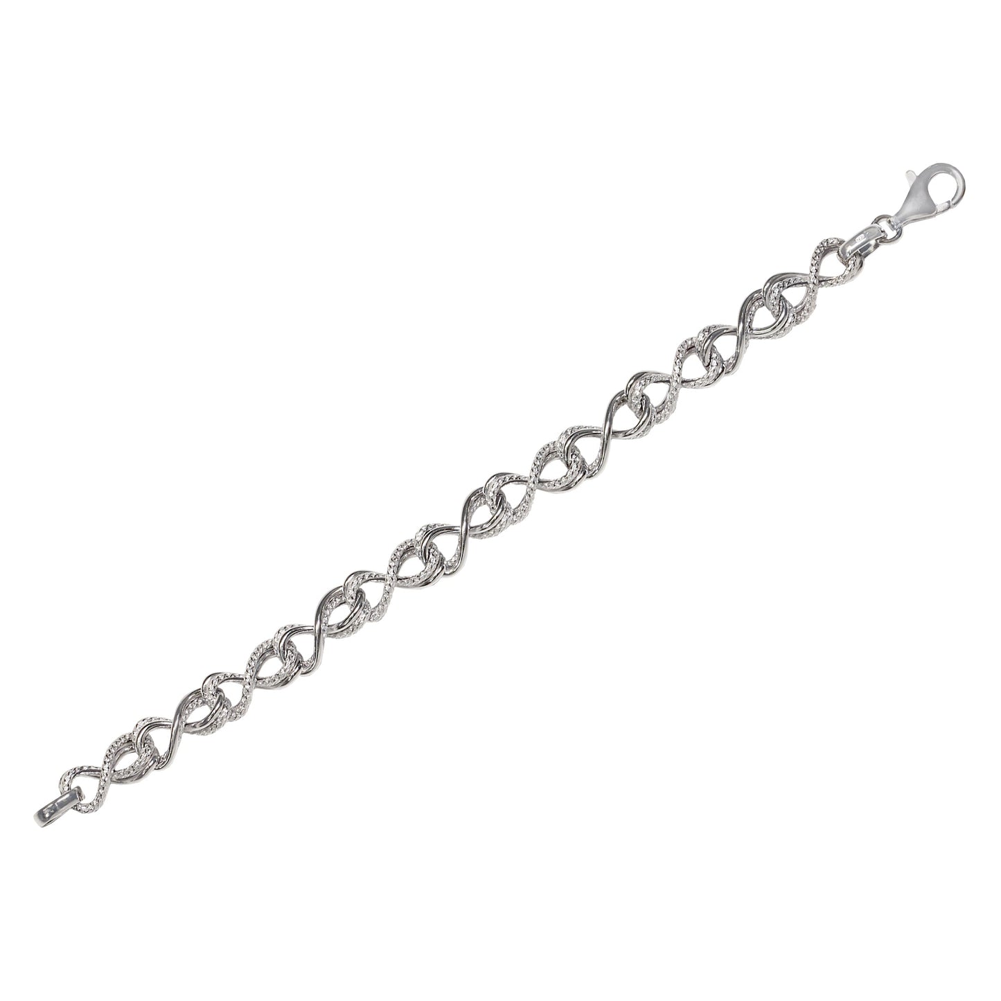 Franco Stellari Italian Sterling Silver Diamond Cut Infinity Link Bracelet, 7.5"