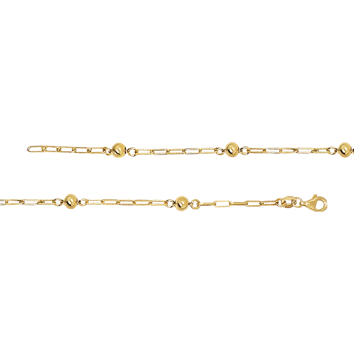 Stellari Gold Beaded Paperclip Link Bracelet