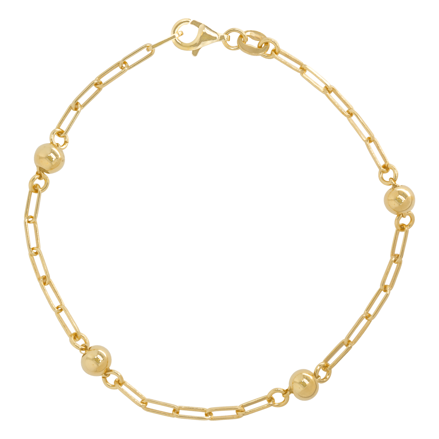 Stellari Gold Beaded Paperclip Link Bracelet