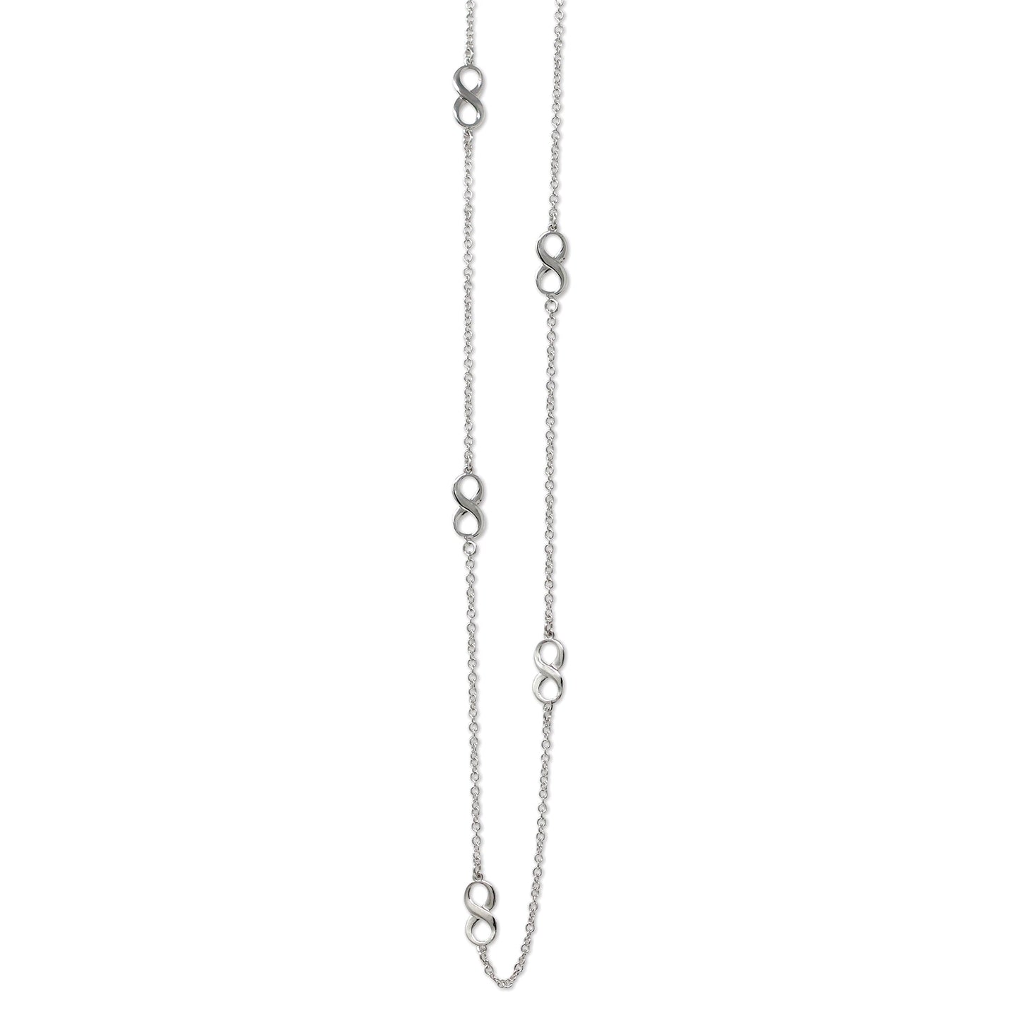 Franco Stellari Italian Sterling Silver Infinity 36" Long Necklace