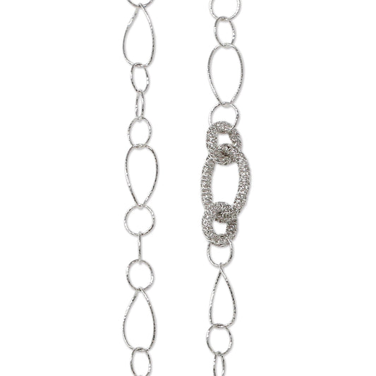 Franco Stellari Italian Sterling Silver Multi Open Link 36" Long Necklace
