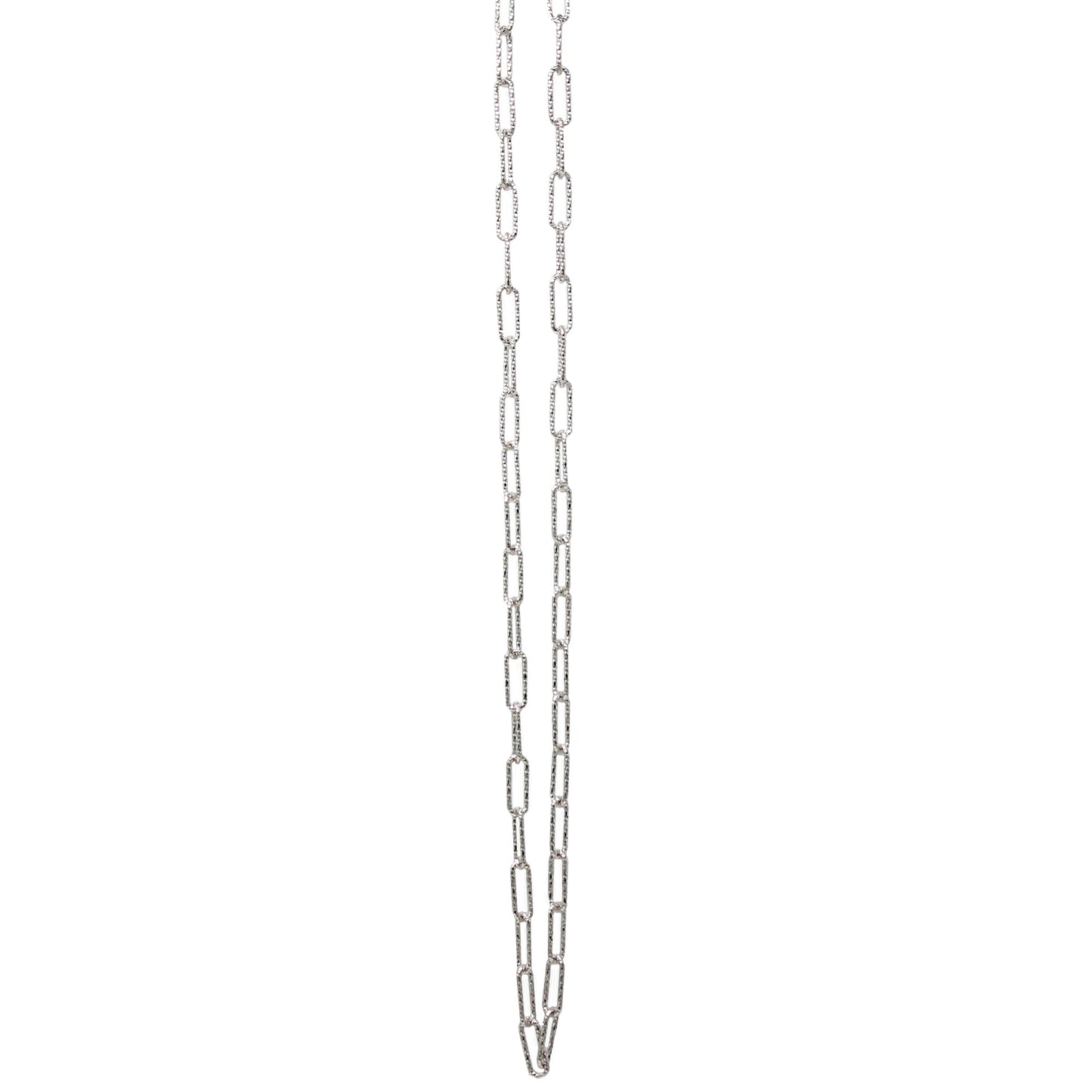 Franco Stellari Italian Sterling Silver Paperclip Open Link 36" Long Necklace