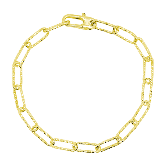 Stellari Gold Diamond-Cut PaperClip Open Link Bracelet