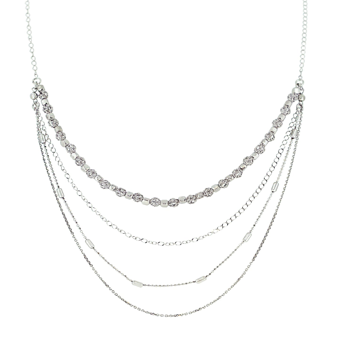 Franco Stellari Italian Sterling Silver Multistrand Layered Choker Necklace