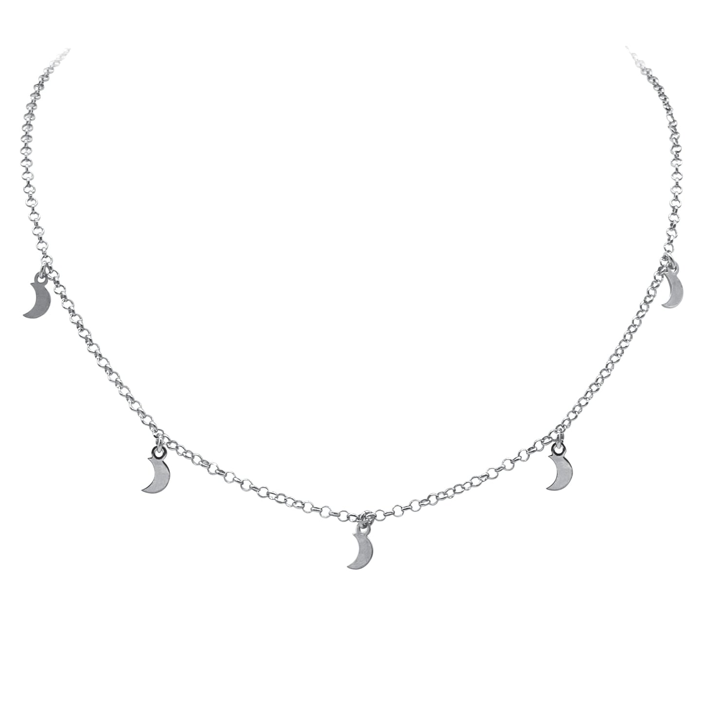 Italian Sterling Silver Dangling Moons Necklace